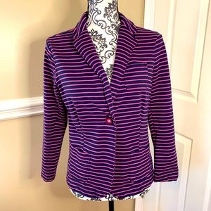 SO® French Terry Blazer, pink & navy/purple, size Lg.